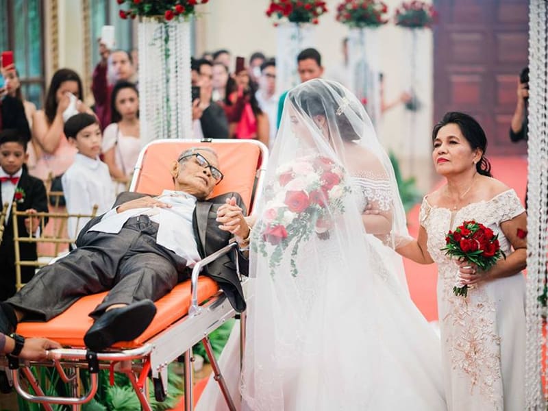 Wedding day blessing. Dying dad gets to see his daughter marry GOD TV