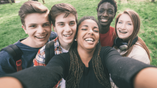 group of happy teenagers
