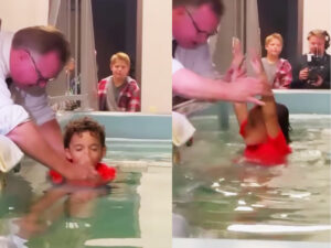 Grandad Baptizes Grandson